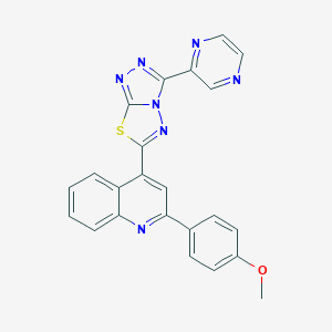 molecular formula C23H15N7OS B357445 6-[2-(4-Methoxyphenyl)quinolin-4-yl]-3-pyrazin-2-yl-[1,2,4]triazolo[3,4-b][1,3,4]thiadiazole CAS No. 893773-09-6