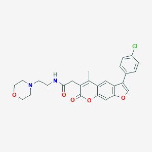 molecular formula C26H25ClN2O5 B357466 2-[3-(4-chlorophenyl)-5-methyl-7-oxo-7H-furo[3,2-g]chromen-6-yl]-N-[2-(4-morpholinyl)ethyl]acetamide CAS No. 921081-99-4