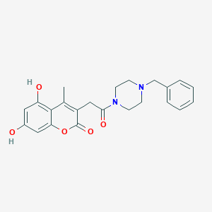 molecular formula C23H24N2O5 B357467 3-[2-(4-benzyl-1-piperazinyl)-2-oxoethyl]-5,7-dihydroxy-4-methyl-2H-chromen-2-one CAS No. 919731-27-4