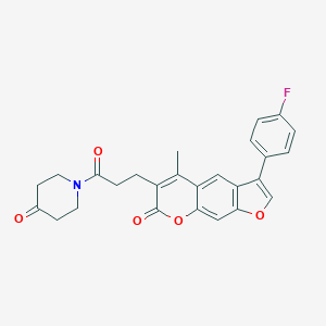 molecular formula C26H22FNO5 B357476 1-{3-[3-(4-fluorophenyl)-5-methyl-7-oxo-7H-furo[3,2-g]chromen-6-yl]propanoyl}-4-piperidinone CAS No. 921063-63-0