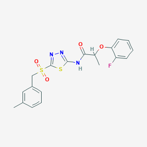 molecular formula C19H18FN3O4S2 B357478 2-(2-fluorophenoxy)-N-{5-[(3-methylbenzyl)sulfonyl]-1,3,4-thiadiazol-2-yl}propanamide CAS No. 905763-10-2