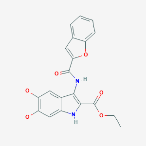 molecular formula C22H20N2O6 B357480 ethyl 3-[(1-benzofuran-2-ylcarbonyl)amino]-5,6-dimethoxy-1H-indole-2-carboxylate CAS No. 921083-37-6