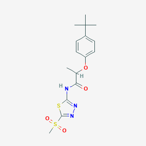 molecular formula C16H21N3O4S2 B357485 2-(4-tert-butylphenoxy)-N-[5-(methylsulfonyl)-1,3,4-thiadiazol-2-yl]propanamide CAS No. 905756-11-8