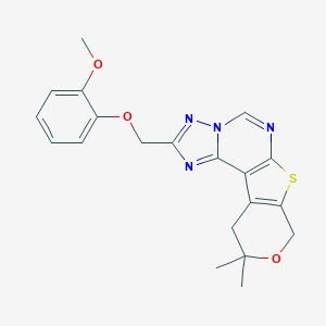 molecular formula C20H20N4O3S B357488 2-[(2-methoxyphenoxy)methyl]-10,10-dimethyl-10,11-dihydro-8H-pyrano[4',3':4,5]thieno[3,2-e][1,2,4]triazolo[1,5-c]pyrimidine CAS No. 902306-94-9