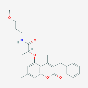 2-[(3-benzyl-4,7-dimethyl-2-oxo-2H-chromen-5-yl)oxy]-N-(3-methoxypropyl)propanamide