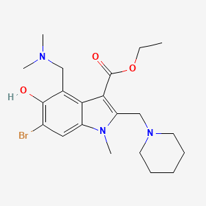 molecular formula C21H30BrN3O3 B3574963 ethyl 6-bromo-4-[(dimethylamino)methyl]-5-hydroxy-1-methyl-2-(1-piperidinylmethyl)-1H-indole-3-carboxylate 