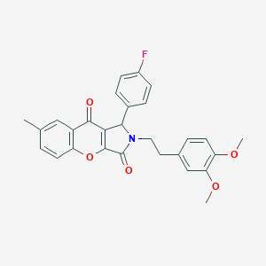 molecular formula C28H24FNO5 B357501 2-(3,4-Dimethoxyphenethyl)-1-(4-fluorophenyl)-7-methyl-1,2-dihydrochromeno[2,3-c]pyrrole-3,9-dione CAS No. 848756-16-1