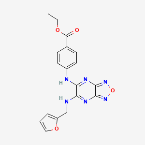 molecular formula C18H16N6O4 B3575017 Ethyl 4-[[6-(furan-2-ylmethylamino)-[1,2,5]oxadiazolo[3,4-b]pyrazin-5-yl]amino]benzoate 