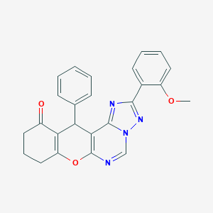molecular formula C25H20N4O3 B357504 2-(2-methoxyphenyl)-12-phenyl-8,9,10,12-tetrahydro-11H-chromeno[3,2-e][1,2,4]triazolo[1,5-c]pyrimidin-11-one CAS No. 902308-45-6