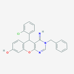 molecular formula C24H18ClN3O2 B357505 3-benzyl-5-(2-chlorophenyl)-4-imino-3,5-dihydro-4H-chromeno[2,3-d]pyrimidin-8-ol CAS No. 879566-82-2