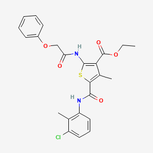 molecular formula C24H23ClN2O5S B3575081 ETHYL 5-[(3-CHLORO-2-METHYLPHENYL)CARBAMOYL]-4-METHYL-2-(2-PHENOXYACETAMIDO)THIOPHENE-3-CARBOXYLATE 