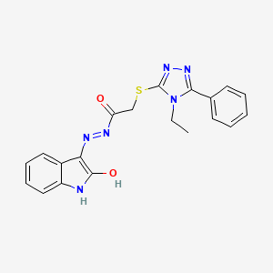 2-[(4-ethyl-5-phenyl-4H-1,2,4-triazol-3-yl)thio]-N'-(2-oxo-1,2-dihydro-3H-indol-3-ylidene)acetohydrazide