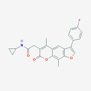 molecular formula C24H20FNO4 B357513 N-cyclopropyl-2-[3-(4-fluorophenyl)-5,9-dimethyl-7-oxo-7H-furo[3,2-g]chromen-6-yl]acetamide CAS No. 903455-57-2