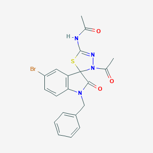 molecular formula C20H17BrN4O3S B357518 N-(4-acetyl-1'-benzyl-5'-bromo-2'-oxospiro[1,3,4-thiadiazole-5,3'-indole]-2-yl)acetamide CAS No. 827009-47-2