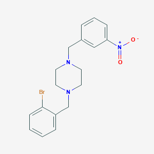 molecular formula C18H20BrN3O2 B3575265 1-[(2-Bromophenyl)methyl]-4-[(3-nitrophenyl)methyl]piperazine 