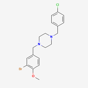 molecular formula C19H22BrClN2O B3575314 1-[(3-bromo-4-methoxyphenyl)methyl]-4-[(4-chlorophenyl)methyl]piperazine 