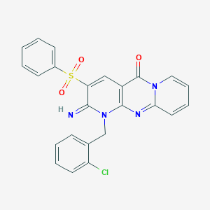 molecular formula C24H17ClN4O3S B357536 1-(2-chlorobenzyl)-2-imino-3-(phenylsulfonyl)-1,2-dihydro-5H-dipyrido[1,2-a:2,3-d]pyrimidin-5-one CAS No. 841206-28-8