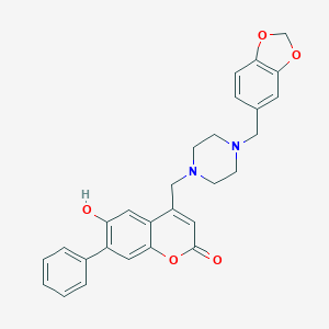 4-((4-(benzo[d][1,3]dioxol-5-ylmethyl)piperazin-1-yl)methyl)-6-hydroxy-7-phenyl-2H-chromen-2-one