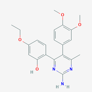 molecular formula C21H23N3O4 B357540 2-(2-Amino-5-(3,4-Dimethoxyphenyl)-6-methylpyrimidin-4-yl)-5-ethoxyphenol CAS No. 850826-56-1