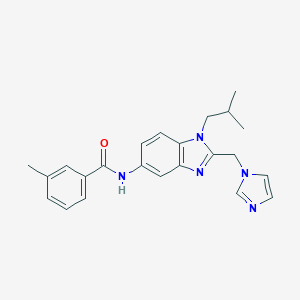 molecular formula C23H25N5O B357545 N-[2-(1H-imidazol-1-ylmethyl)-1-isobutyl-1H-benzimidazol-5-yl]-3-methylbenzamide CAS No. 903852-31-3