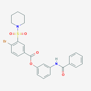 (3-Benzamidophenyl) 4-bromo-3-piperidin-1-ylsulfonylbenzoate