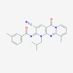 N-[5-Cyano-11-methyl-7-(2-methylpropyl)-2-oxo-1,7,9-triazatricyclo[8.4.0.03,8]tetradeca-3(8),4,9,11,13-pentaen-6-ylidene]-3-methylbenzamide