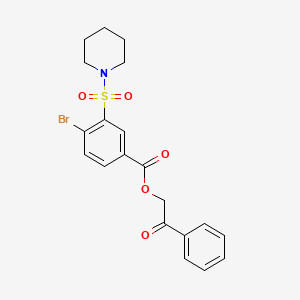 molecular formula C20H20BrNO5S B3575519 Phenacyl 4-bromo-3-piperidin-1-ylsulfonylbenzoate 