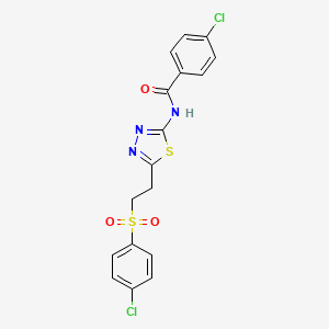 4-chloro-N-[5-[2-(4-chlorophenyl)sulfonylethyl]-1,3,4-thiadiazol-2-yl]benzamide