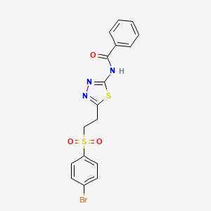 molecular formula C17H14BrN3O3S2 B3575531 N-{5-[2-(4-Bromobenzenesulfonyl)ethyl]-1,3,4-thiadiazol-2-YL}benzamide 