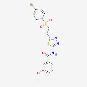 molecular formula C18H16BrN3O4S2 B3575532 N-(5-{2-[(4-bromophenyl)sulfonyl]ethyl}-1,3,4-thiadiazol-2-yl)-3-methoxybenzamide 