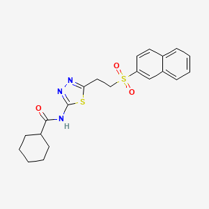 N-{5-[2-(2-naphthylsulfonyl)ethyl]-1,3,4-thiadiazol-2-yl}cyclohexanecarboxamide