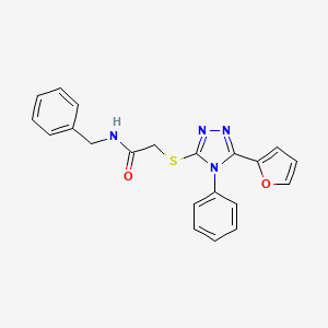 molecular formula C21H18N4O2S B3575628 N-benzyl-2-{[5-(2-furyl)-4-phenyl-4H-1,2,4-triazol-3-yl]thio}acetamide 