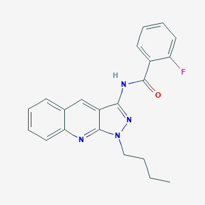 molecular formula C21H19FN4O B357566 N-(1-butyl-1H-pyrazolo[3,4-b]quinolin-3-yl)-2-fluorobenzamide CAS No. 573938-00-8