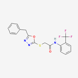 molecular formula C18H14F3N3O2S B3575675 2-[(5-benzyl-1,3,4-oxadiazol-2-yl)thio]-N-[2-(trifluoromethyl)phenyl]acetamide 