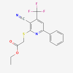 ethyl {[3-cyano-6-phenyl-4-(trifluoromethyl)-2-pyridinyl]thio}acetate