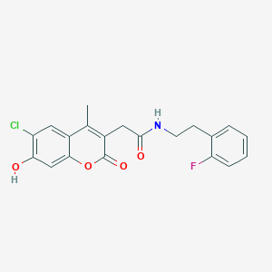 molecular formula C20H17ClFNO4 B357570 2-(6-chloro-7-hydroxy-4-methyl-2-oxo-2H-chromen-3-yl)-N-[2-(2-fluorophenyl)ethyl]acetamide CAS No. 853897-06-0