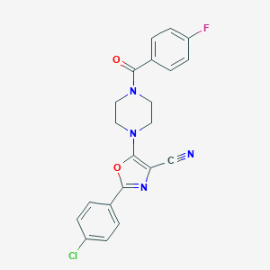 molecular formula C21H16ClFN4O2 B357575 2-(4-Chlorophenyl)-5-(4-(4-fluorobenzoyl)piperazin-1-yl)oxazole-4-carbonitrile CAS No. 903586-62-9