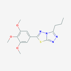 molecular formula C15H18N4O3S B357577 3-Propyl-6-(3,4,5-trimethoxyphenyl)[1,2,4]triazolo[3,4-b][1,3,4]thiadiazole CAS No. 904005-07-8