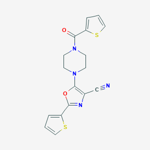 molecular formula C17H14N4O2S2 B357579 2-(2-Thienyl)-5-[4-(2-thienylcarbonyl)-1-piperazinyl]-1,3-oxazole-4-carbonitrile CAS No. 903193-07-7