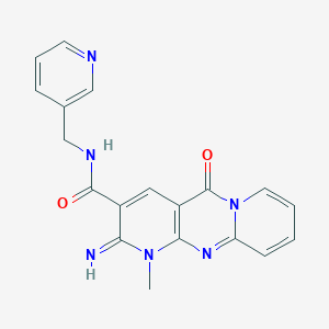 molecular formula C19H16N6O2 B357589 2-imino-1-methyl-5-oxo-N-(3-pyridinylmethyl)-1,5-dihydro-2H-dipyrido[1,2-a:2,3-d]pyrimidine-3-carboxamide CAS No. 575471-09-9