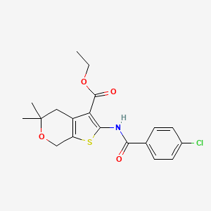 ETHYL 2-(4-CHLOROBENZAMIDO)-5,5-DIMETHYL-4H,5H,7H-THIENO[2,3-C]PYRAN-3-CARBOXYLATE