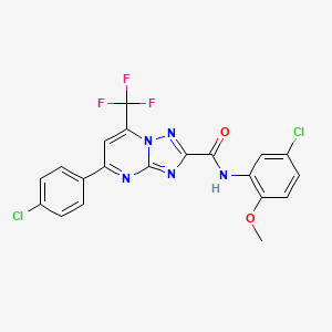 molecular formula C20H12Cl2F3N5O2 B3575944 N-(5-chloro-2-methoxyphenyl)-5-(4-chlorophenyl)-7-(trifluoromethyl)[1,2,4]triazolo[1,5-a]pyrimidine-2-carboxamide 