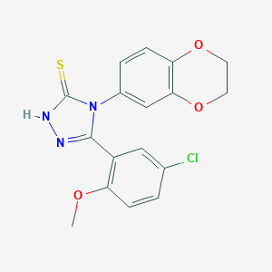 molecular formula C17H14ClN3O3S B357597 5-(5-chloro-2-methoxyphenyl)-4-(2,3-dihydro-1,4-benzodioxin-6-yl)-4H-1,2,4-triazole-3-thiol CAS No. 878420-78-1