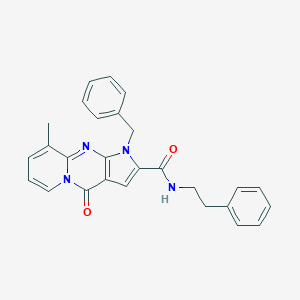 molecular formula C27H24N4O2 B357600 1-benzyl-9-methyl-4-oxo-N-(2-phenylethyl)-1,4-dihydropyrido[1,2-a]pyrrolo[2,3-d]pyrimidine-2-carboxamide CAS No. 896597-90-3