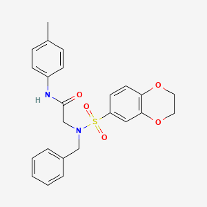 2-[benzyl(2,3-dihydro-1,4-benzodioxin-6-ylsulfonyl)amino]-N-(4-methylphenyl)acetamide