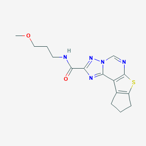 molecular formula C15H17N5O2S B357604 N-(3-methoxypropyl)-9,10-dihydro-8H-cyclopenta[4,5]thieno[3,2-e][1,2,4]triazolo[1,5-c]pyrimidine-2-carboxamide CAS No. 896813-04-0