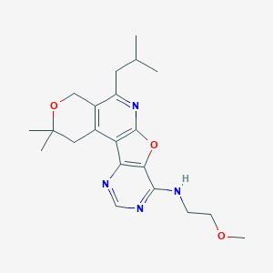 N-(2-Methoxyethyl)-4,4-dimethyl-8-(2-methylpropyl)-5,11-dioxa-9,14,16-triazatetracyclo[8.7.0.02,7.012,17]heptadeca-1(10),2(7),8,12(17),13,15-hexaen-13-amine