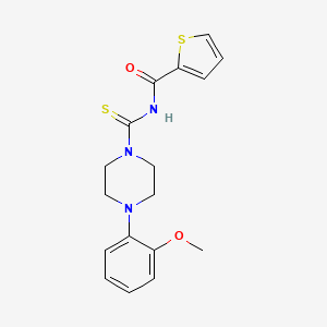 molecular formula C17H19N3O2S2 B3576070 N-{[4-(2-methoxyphenyl)-1-piperazinyl]carbonothioyl}-2-thiophenecarboxamide 