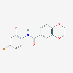 molecular formula C15H11BrFNO3 B3576072 N-(4-bromo-2-fluorophenyl)-2,3-dihydro-1,4-benzodioxine-6-carboxamide 