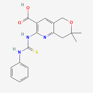 2-[(ANILINOCARBOTHIOYL)AMINO]-7,7-DIMETHYL-7,8-DIHYDRO-5H-PYRANO[4,3-B]PYRIDINE-3-CARBOXYLIC ACID